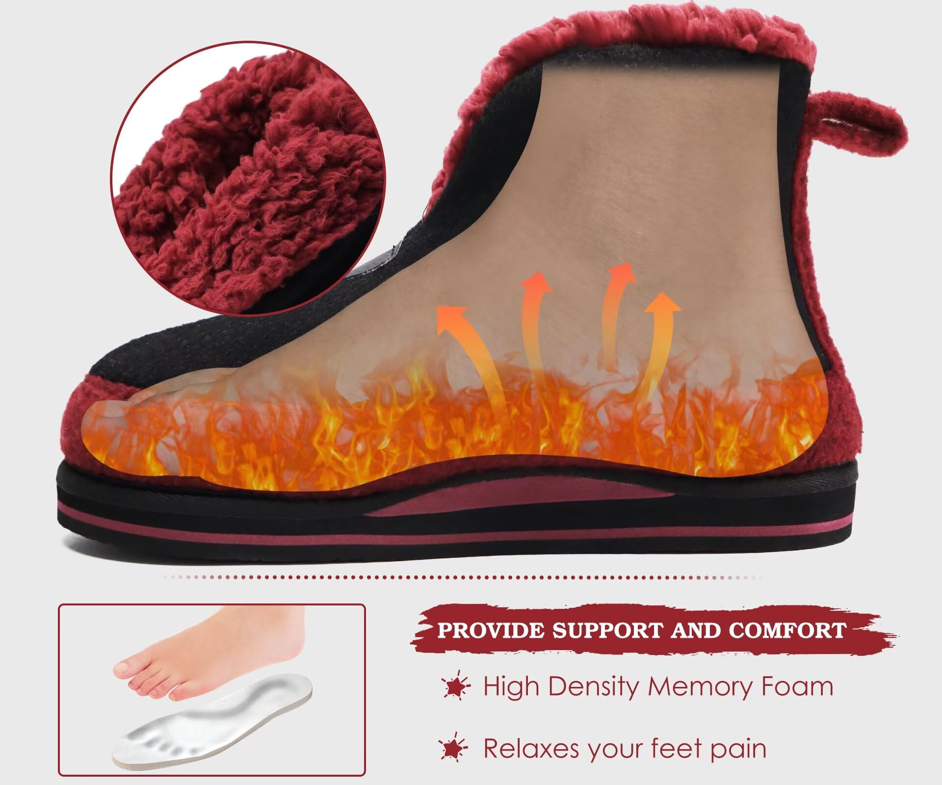 KuaiLu Pantofole Stivaletto Uomo Invernali Babbucce Calde Peluche Pelose Foderata Chiuse Pantofola Stivali Casa Comode Memory Foam Slippers con Indoor outdoor Antiscivolo Suola