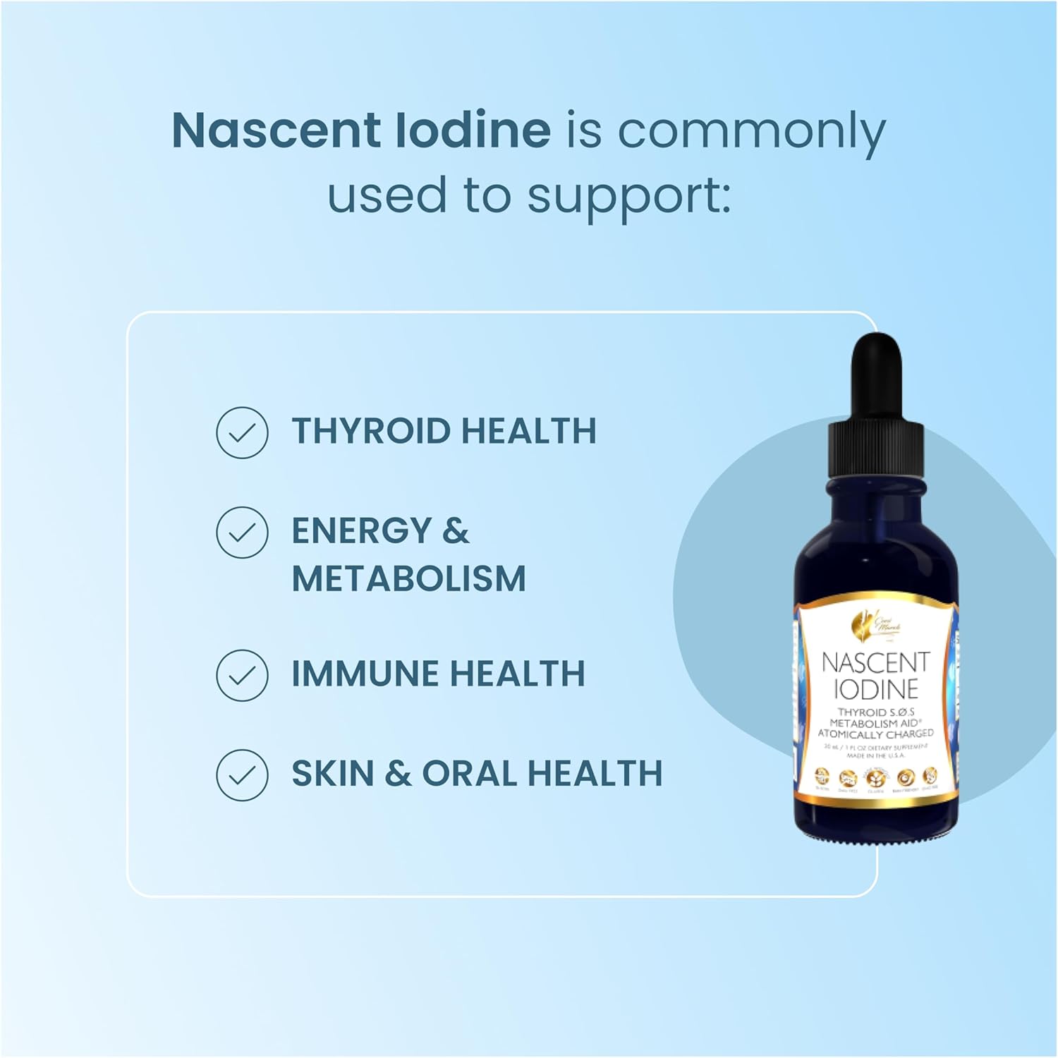 Cocó March N.M.D Nascent-Magnetized Iodine High Concentration, Thyroid & Metabolism Support, Gluten Free, Keto Friendly, Dairy Free, Soy Free, GMO Free, 1050 mcg Per Serving, 1 Fl Oz - 500 Servings