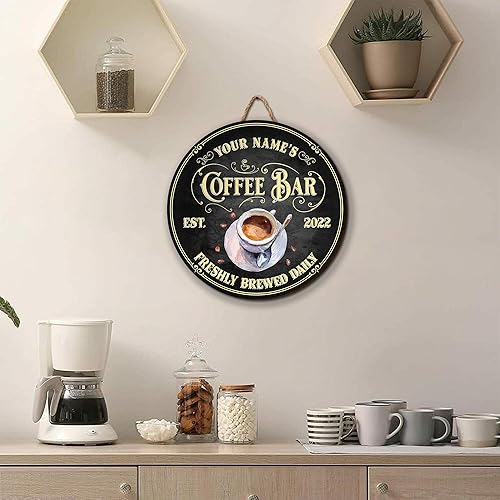 Miniatura 6 de Artsy Woodsy Letrero personalizado de madera para barra de café (no tallada o neón), placa de pared para decoración de cocina, regalos