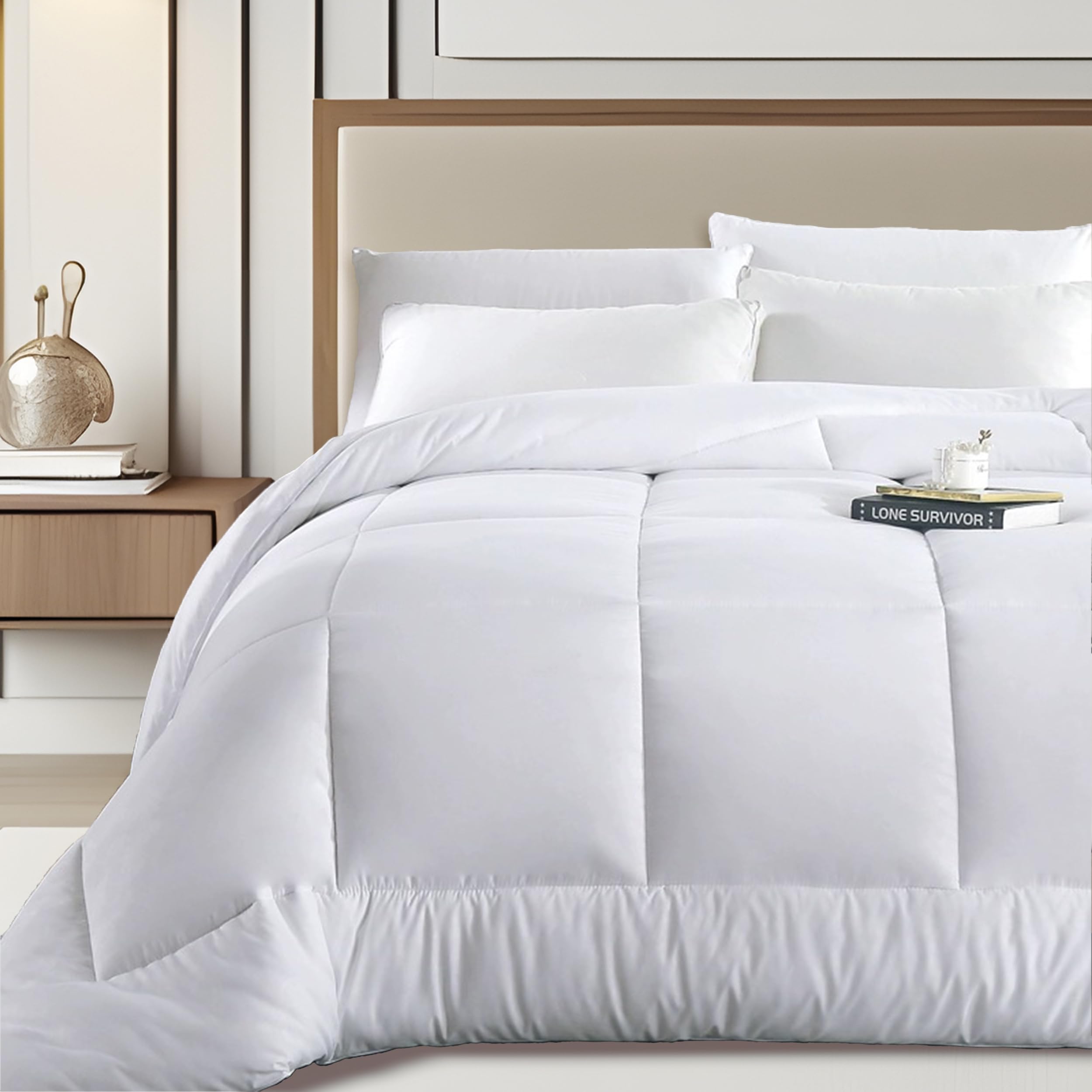 DALINA TEXTIL S.L Edredón de Fibra 300 gr/m2 - Edredón Cama 105, Relleno Nórdico 165x220cm, Transpirable, 100% Poliester, Edredón Blanco