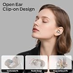 Monster Écouteurs sans fil, écouteurs Clip-On, confort adaptatif, audio immersif, Bluetooth 6.0 Ecouteurs d'oreille ouverts IPX5 imperméable, 30H Temps de jeu blanc