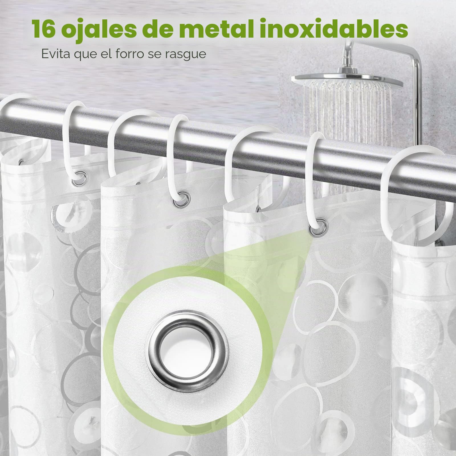 OTraki Cortina Ducha Pesada Larga 240x200cm Cortina de Baño Antimoho Impermeable Cortina Bañera EVA Translúcida Mate Shower Curtian con 16 Ganchos para Ducha o Bañera