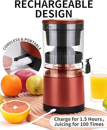 Miniatura 2 de Exprimidor de cítricos recargables - Exprimidor portátil con USB y cepillo de limpieza para naranja, limón, pomelo