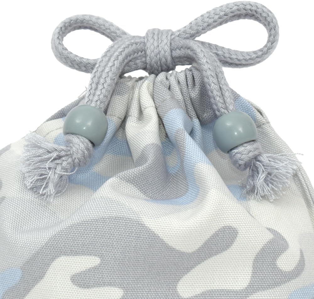 COLORFUL CANDY STYLE N3587800-NVL2608 Drawstring Bag, Small, Cup Bag, Boys, Drawstring Bag, For Children, Elementary School, Entrance Kindergarten, Camouflage, Ice Gray, Name Sticker (Dull Light Blue)