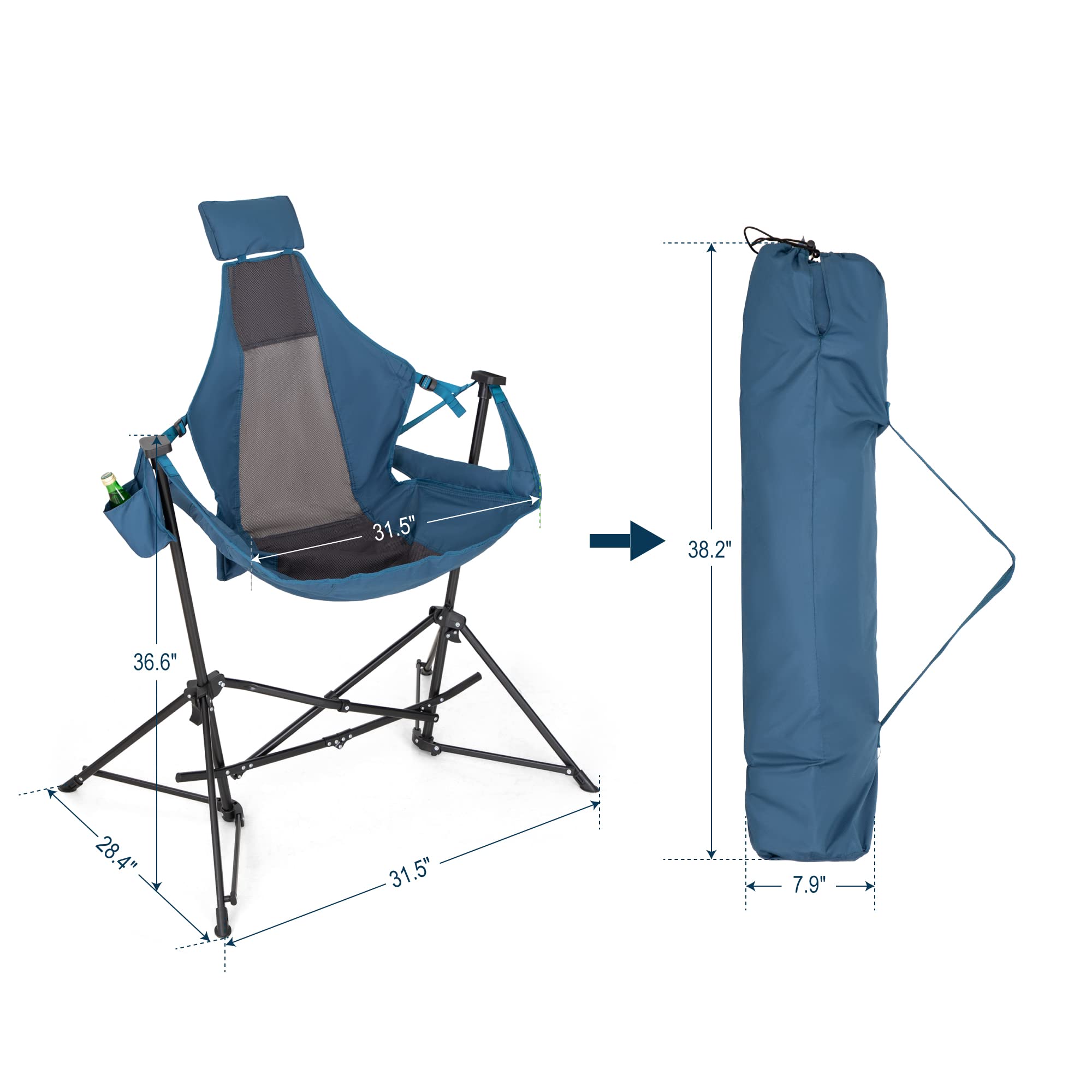 HIGH POINT SPORTS Hammock Camping Chair, Folding Outdoor Rocking Chair, Heavy Duty Portable Camp