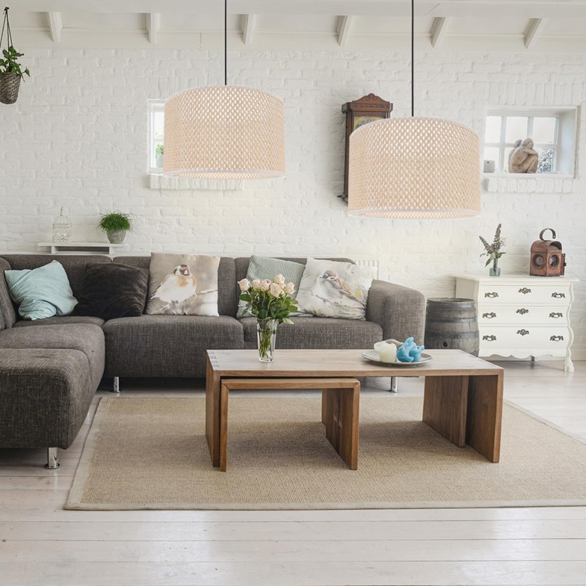 Moderner Lampenschirm E27 Gewebt für Tischlampe, Gold