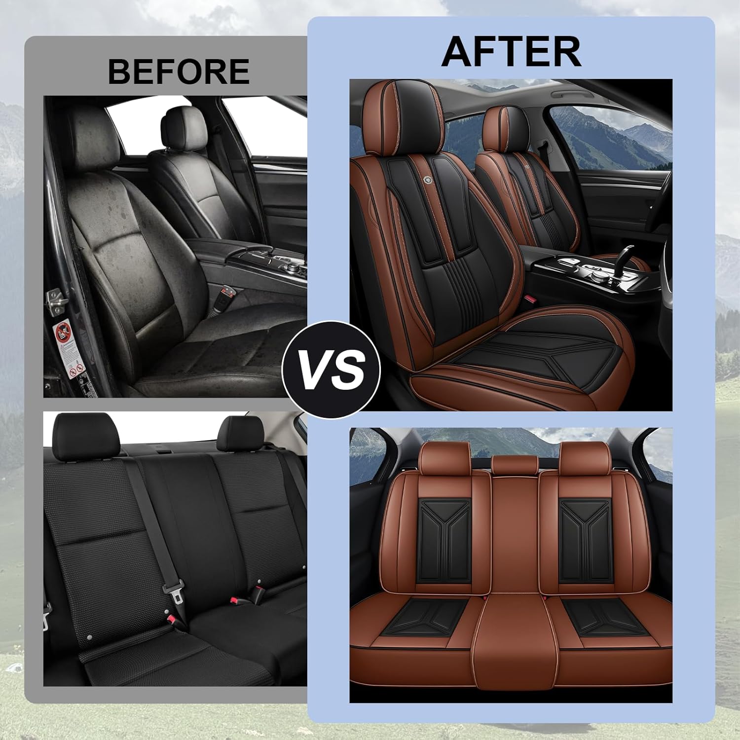 Car Seat Covers Fit for Lexus NX 350 2022-2025 Side Airbag Compatibility and Premium Nappa Leather(Full Set, Black & Brown)
