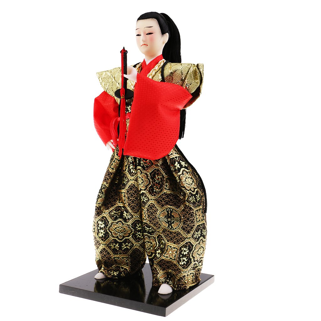 Muñeco de Guerrero Samurái Japonés, Estatua Humanoide, Cultura Japonesa, Traje Hecho de Seda, Cuerpo de Espuma, Base de Madera, Ideal como Reg, # 1, Individual