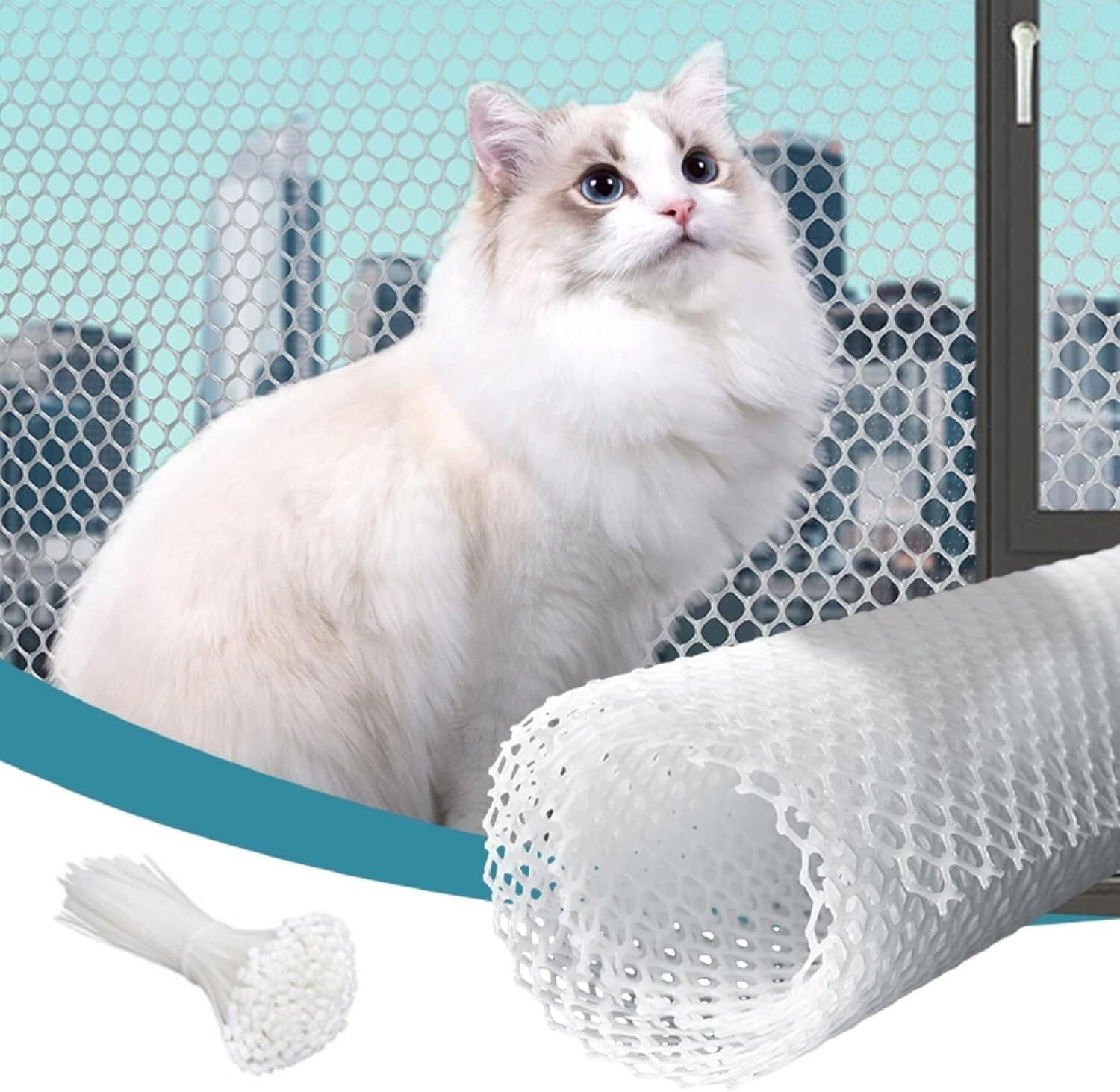 Clôture en fil de fer plastique blanche 0.8x5m pour volailles et balcon chat