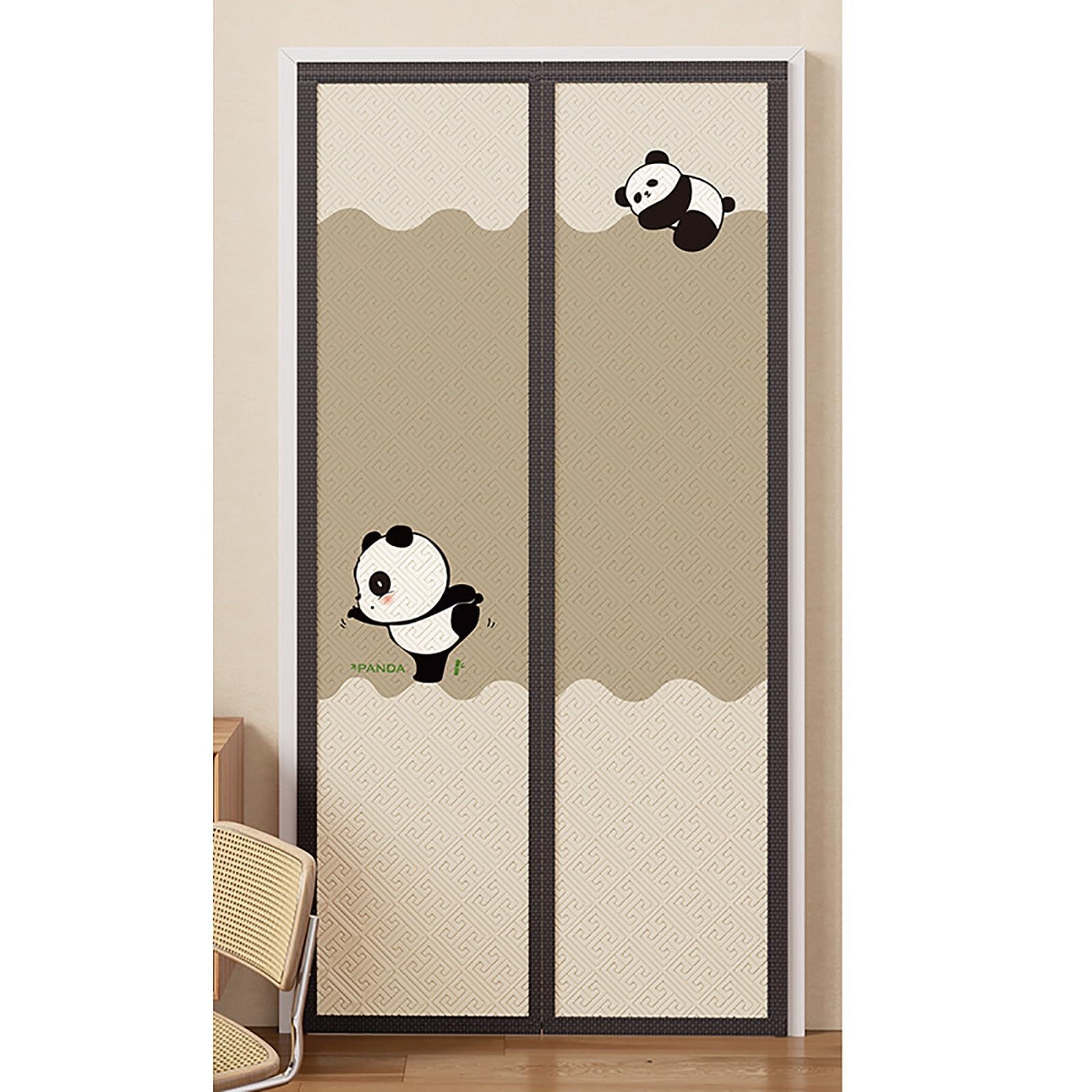 VFDVSWZSA door curtain, Magnetic Thickened to Keep Warm, Soft and Comfortable, With S-shaped Hook, for Indoor Use(Panda,140 * 220cm/55.1 * 86.6in)
