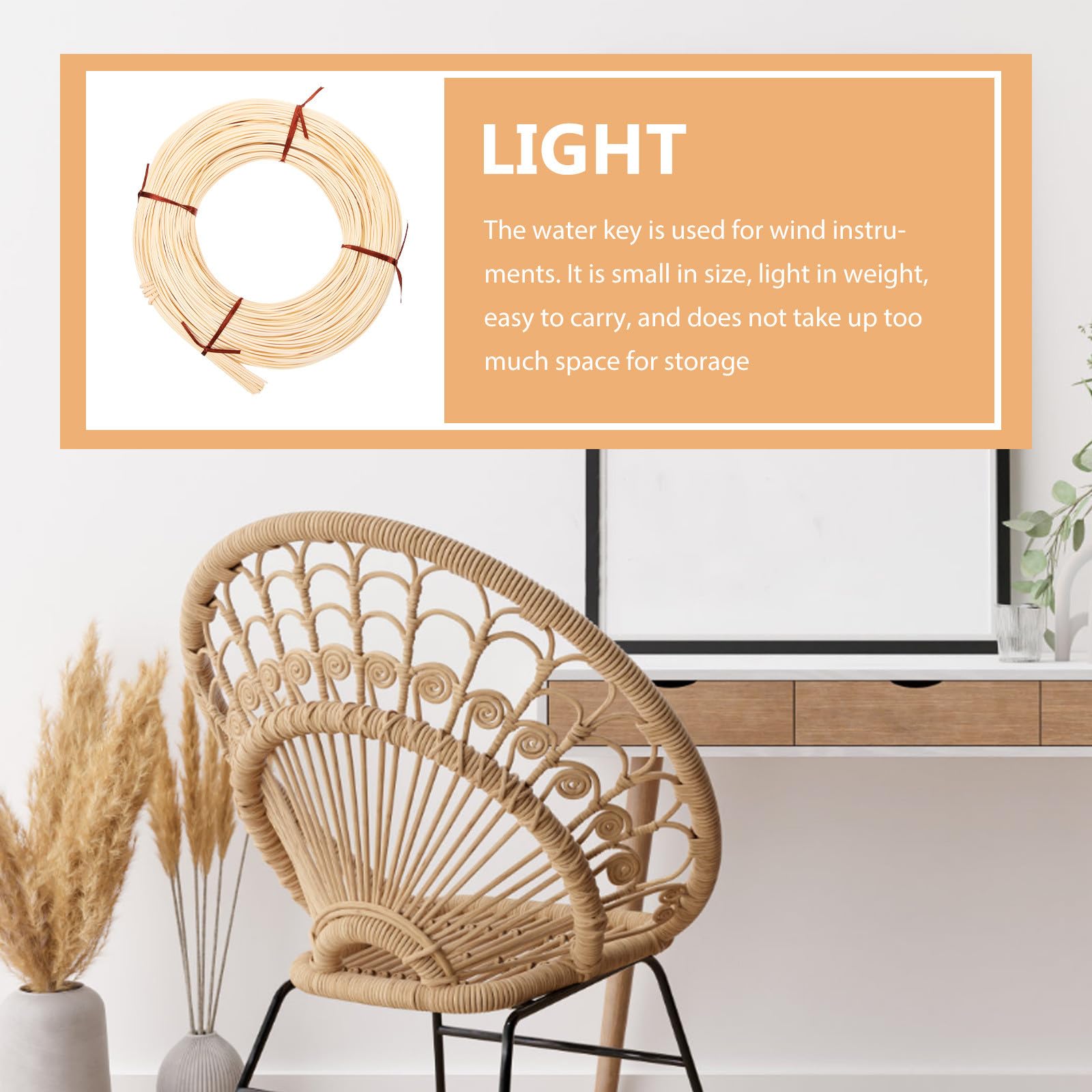 SOLUSTRE Rotolo per Intreccio Fai da Te di Materiale in Rattan Naturale Uso Versatile Adatto per Riparazione di Sedie e Cesti per Restauro Mobili e Artigianato