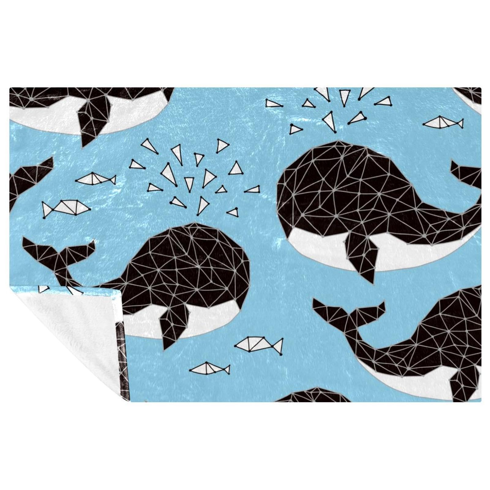 Couverture baleine noire chaude pour canapé, camping et plage
