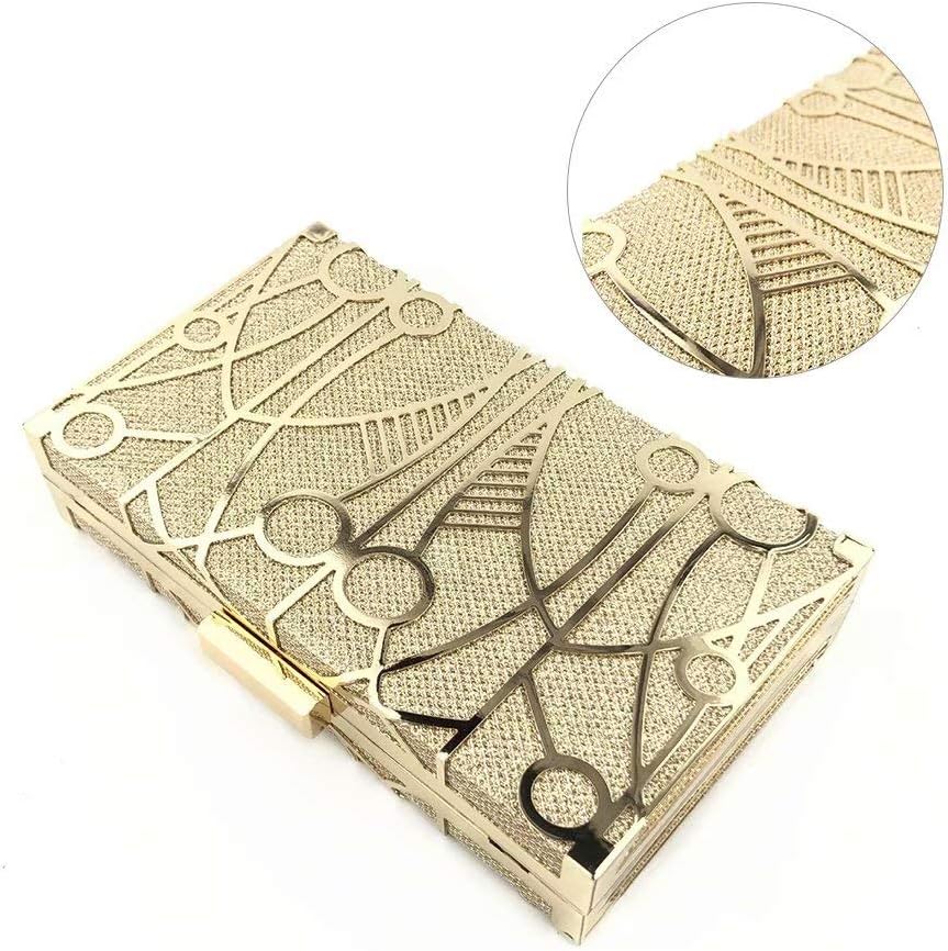Women Evening Clutch Bag Exquisite Metal Hollow Out Design Evening Purse Wedding Bridal Handbag