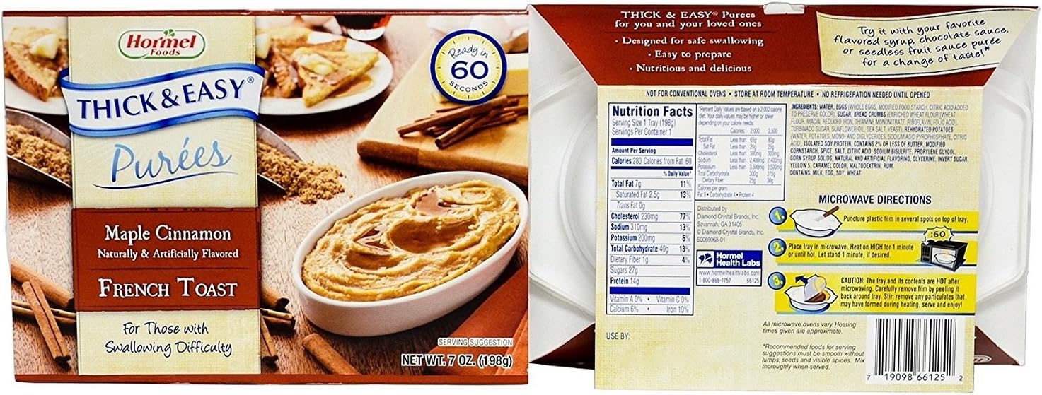 Hormel Thick Easy Purees Puree 7 oz Tray Maple Cinnamon French Toast Ready to Use Puree 60742 Case of 7