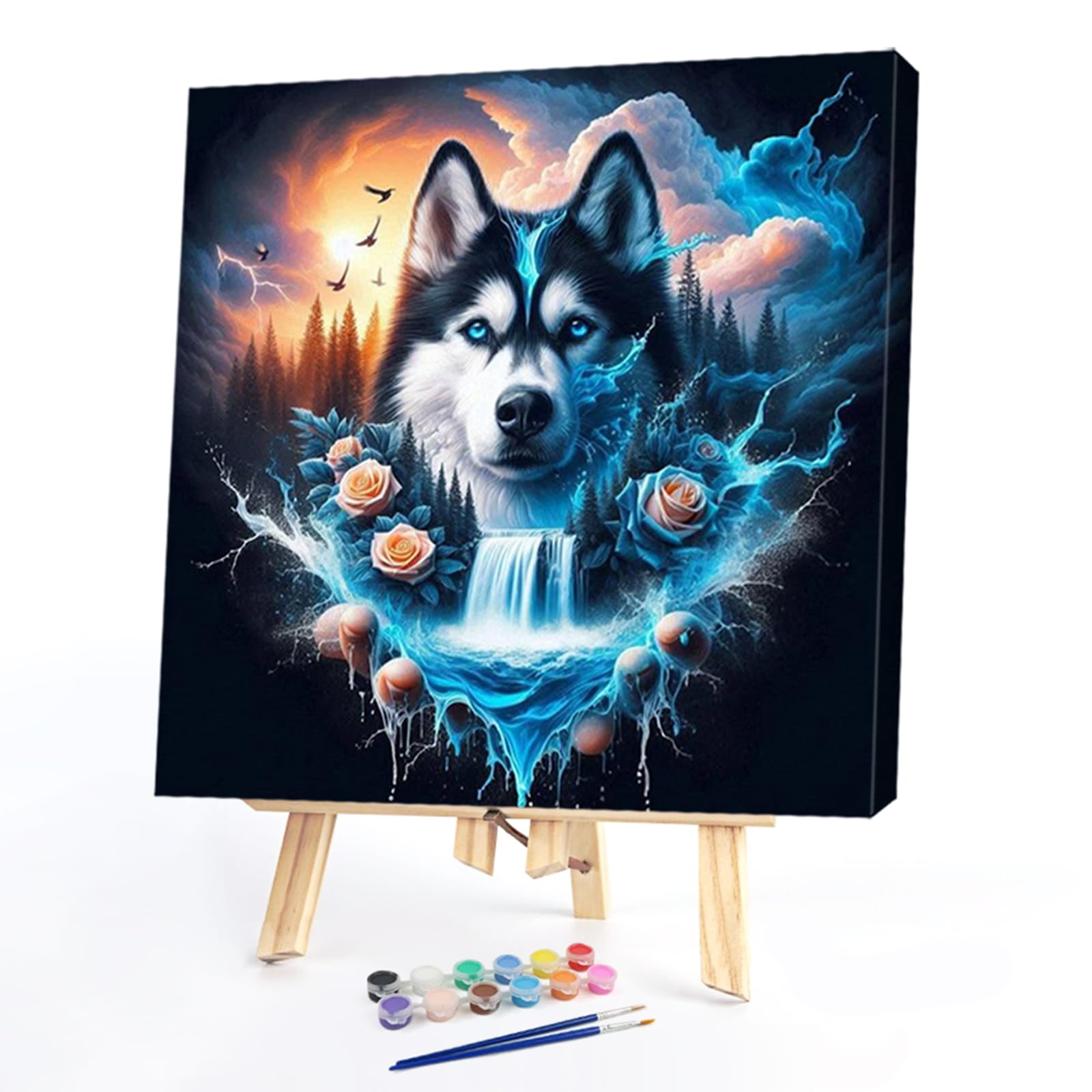 DIY Ice Paint by Numbers Kits Drawing Paintwork on Canvas 17.72x17.72inch Without Frame Canvas Oil Painting Number Painting for Beginners Adults Gift Home Wall Decor