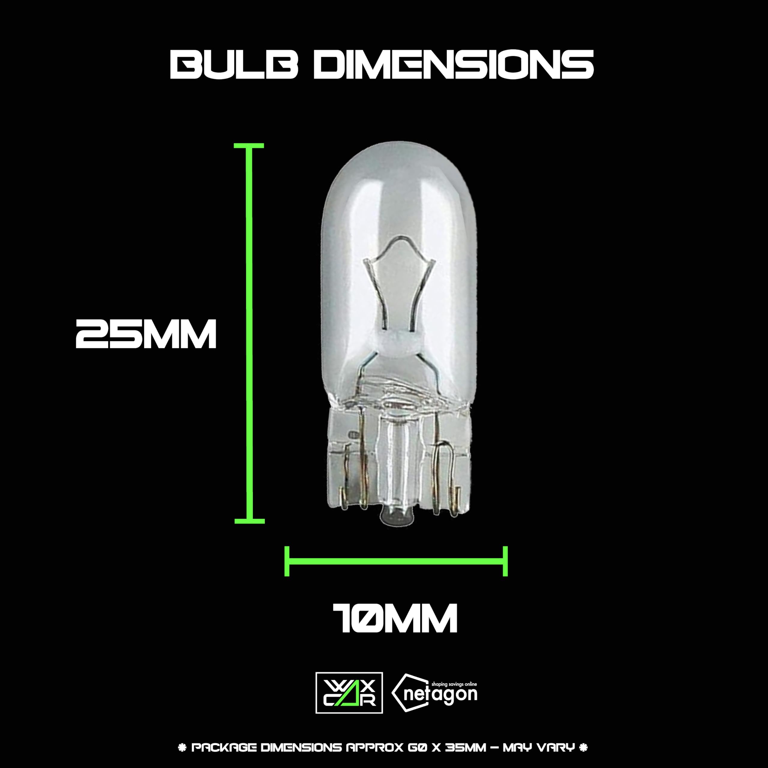 WAXACAR Vehicle Light Bulbs, Multi-Purpose for Tail, Brake, Fog, Indicator, Reverse Lights, 10 Pack, Universal Fit, Halogen, 21W, Compatible with Car, Van, Trailer, Truck, Bike (501 (10 Pack)) — view 5
