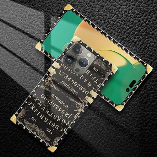 Miniatura 5 de DAIZAG Funda compatible con iPhone 15 Pro Max, funda B Witchy Ouija Board Case Luxury Elegant para mujeres y niñas, decoración de metal, esquina