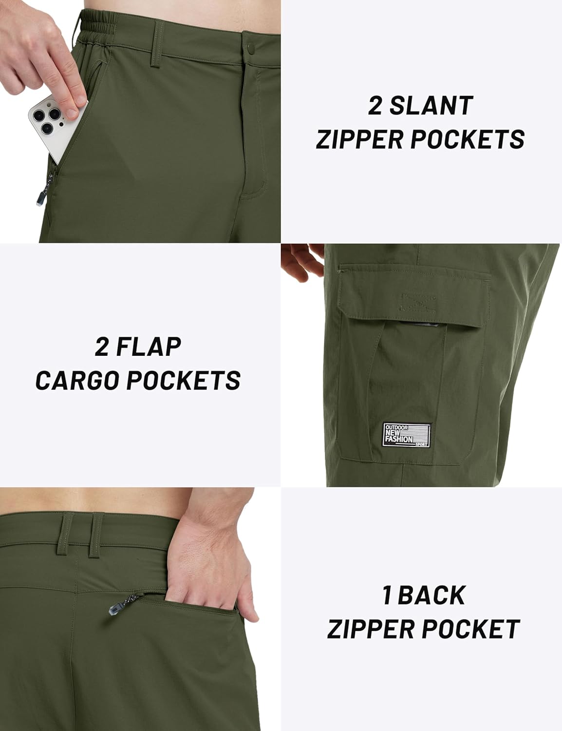 TACVASEN Men's Capri Pants Cargo Long Shorts Quick Dry Lightweight 3/4 Pants Below Knee Summer Hiking Work