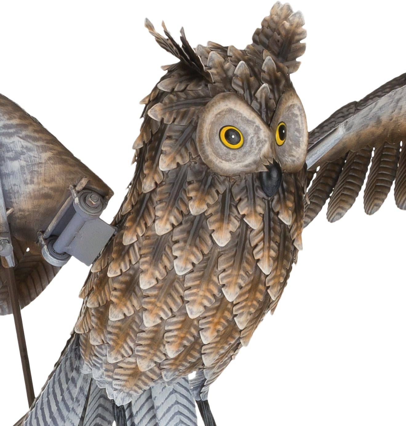 Elegant Metal Owl Rocker Stake Sculpture - 48 Inch | Outdoor Kinetic Crane Statue with Flapping Wings | Weather-Resistant Garden Art Décor with 4-Prong Ground Stake for Yard, Lawn, and Patio