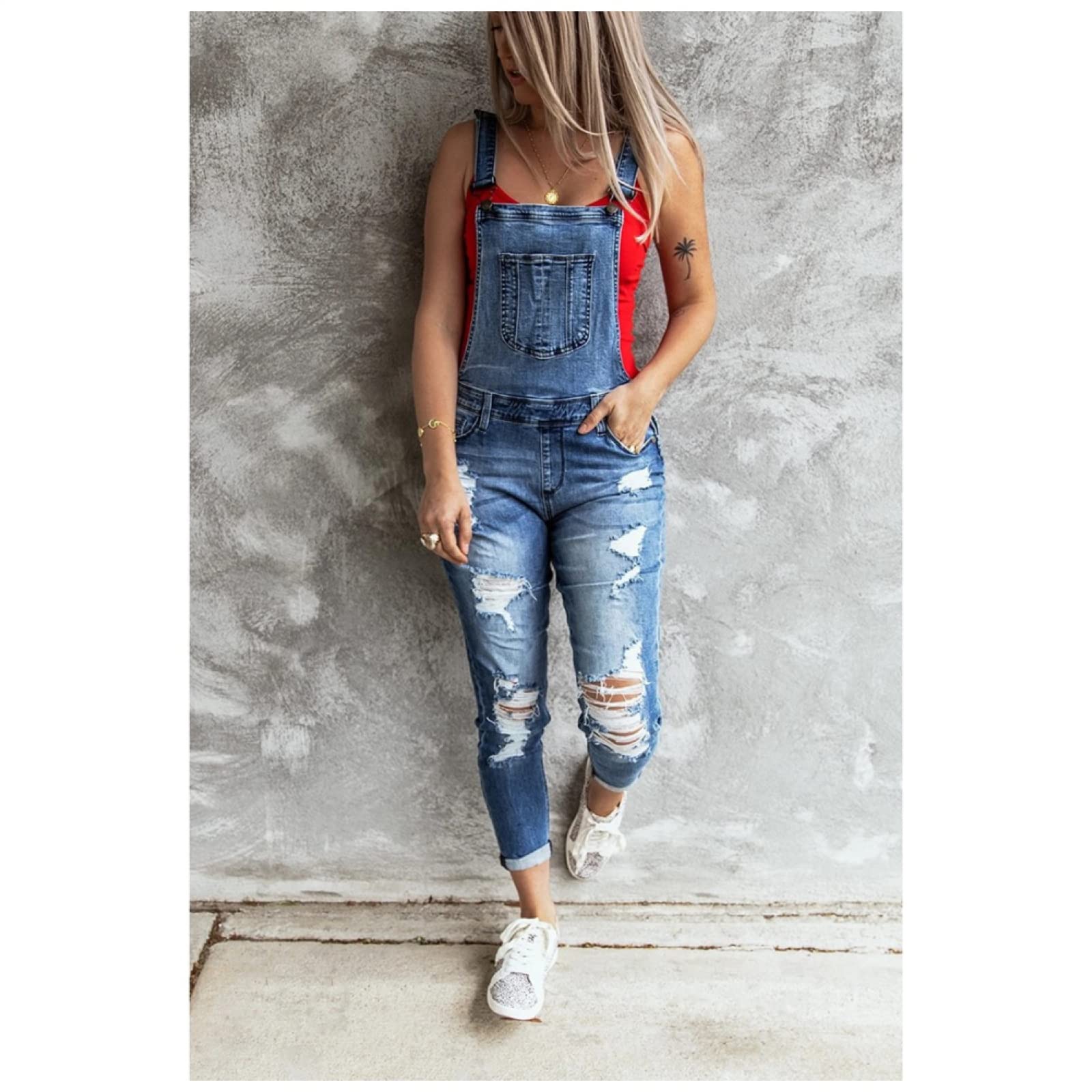 Pantalones Vaqueros Elásticos Ajustados Perforados A La Moda para Mujer De Otoño E Invierno