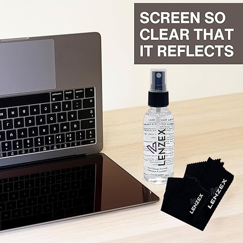 Miniatura 3 de Kit de spray limpiador de lentes de lentes  3 piezas  (1 botella) con (2) paños de microfibra  Antideslumbrante, sin rayas, no tóxico  Seguro para