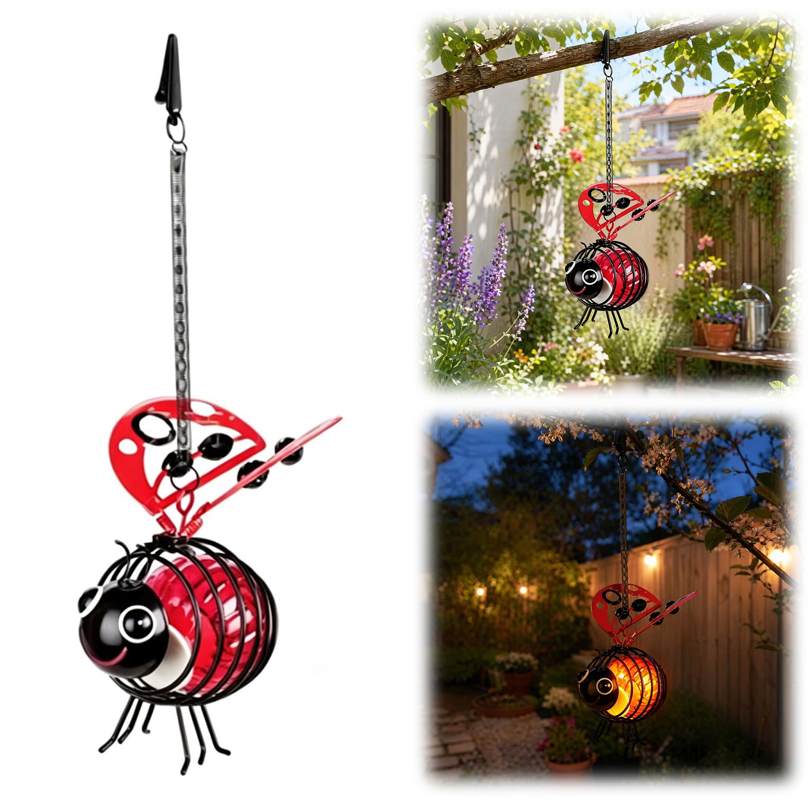 Solar-Powered Hanging Bee Light Bee Solar Lantern for Outdoor Garden Decor