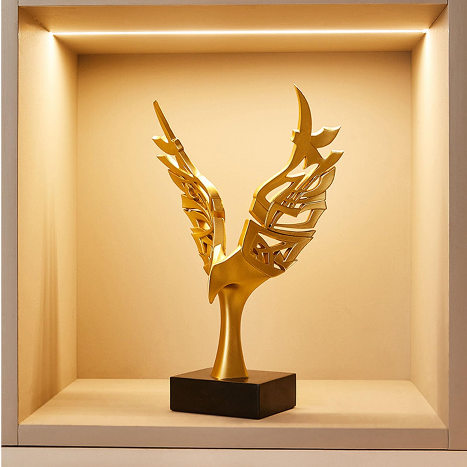 Scultura Astratta Decorativa In Resina - Oro, Per Soggiorno, Camera Da Letto, Moderna - Foto 8