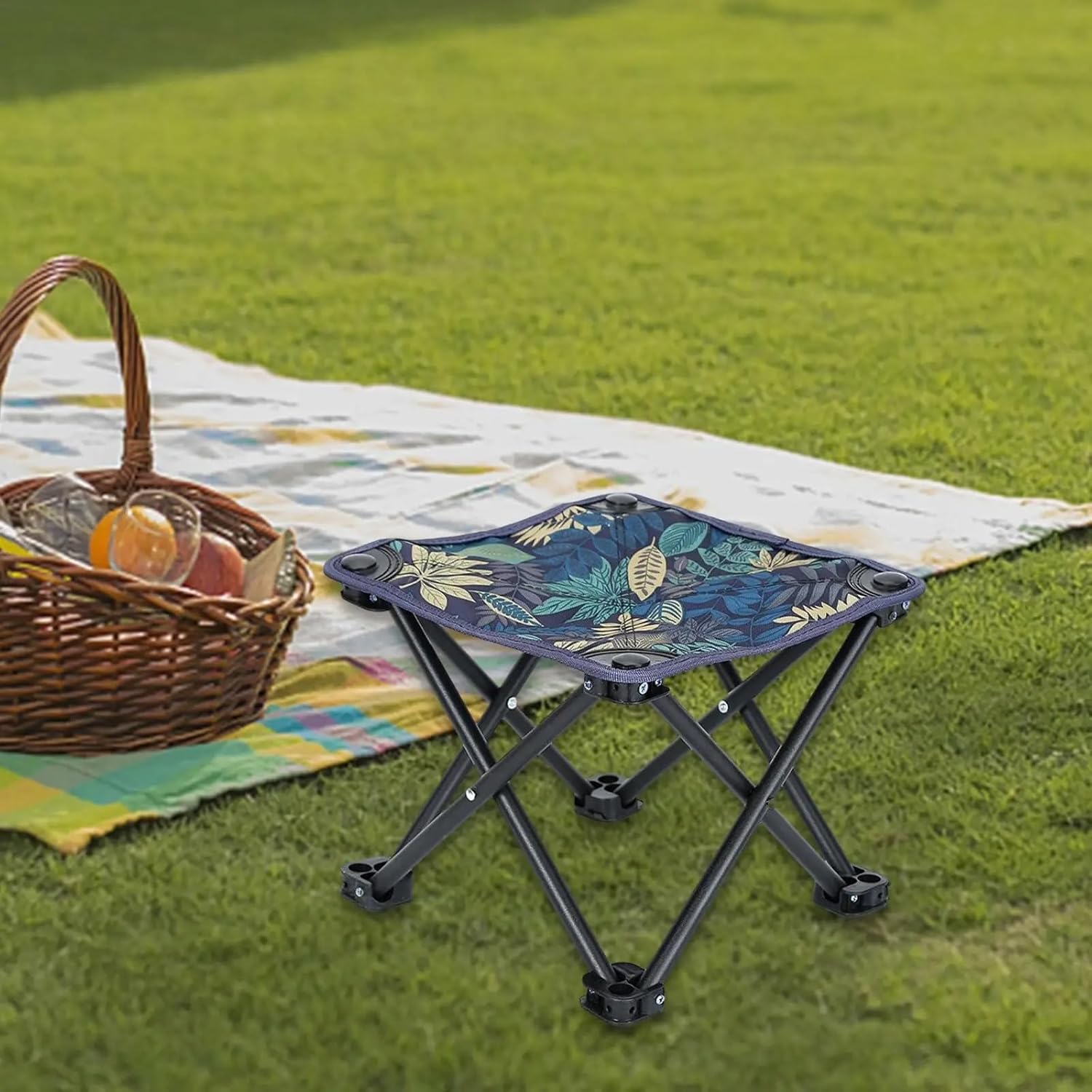 Folding Stool Practical Heavy Duty Collapsible Wear Resistant Anti Slip Camping Stool for Barbecue Traveling Yard Balcony Patio, 1