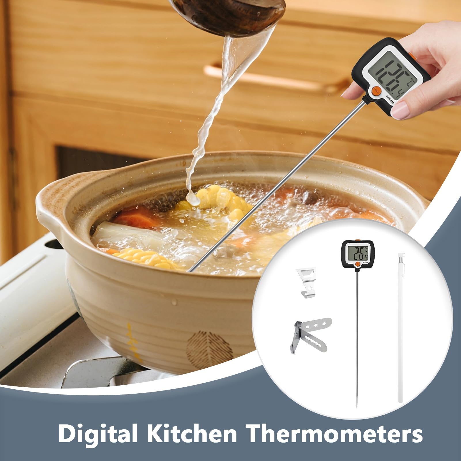 Temperatuurmeter Thermometer Met LCD Scherm En Sensor Voor In De Keuken Koken 0 250 Haverco