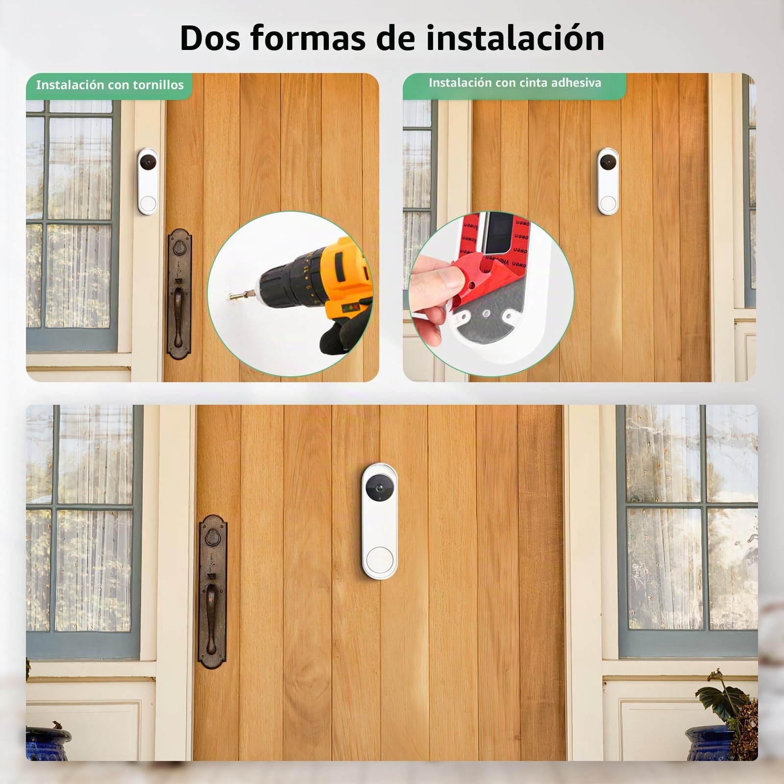 Soporte antirrobo para timbre de puerta sin taladro, compatible con Google Nest Doorbell (batería), soporte de puerta de video para apartamento, hogar, inquilinos, no necesita herramientas y protege