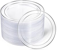 Vista 70 de I00000 60PCS Clear Gold Dessert Plates, Clear Plastic Plates with Gold Rim 7 Inch, Fancy Disposable Wedding Plate Heavy Duty for Thanksgiving