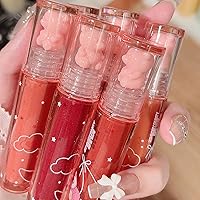 Vista 7 de 6 unidades de lápiz labial de gelatina de oso, lápiz labial líquido, lindo oso brillo de labios hidratante para manchas de labios, brillo de labios
