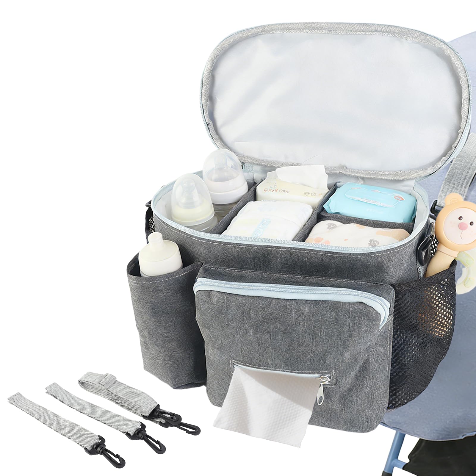 FEMONGY Bolso para carro bebe universal, Bolsa carro bebe de gran capacidad, Viene con correa de hombro desmontable, Proteger contra salpicaduras ligeras de agua