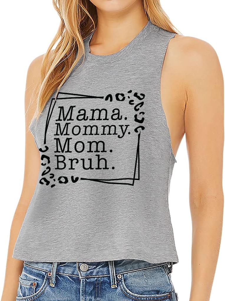 Mama Mommy Mom Racerback Cropped Tank - Graphic Women's Tank - Word Art Tank Top
