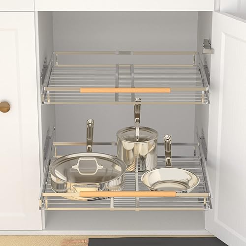 Miniatura 6 de Cajones deslizantes extensibles para armarios, cesta organizadora de gabinete deslizante resistente, estantes extraíbles para cocina, debajo del