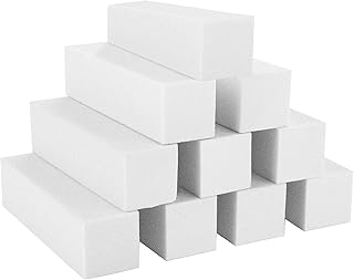 Sibba 10Pcs Nail Buffer Block Professional Manicure Pedicure Salon Nail Art Tips Finger Tool Nail Sanding Block Set for Natural Acrylic and Gel Nails Dead Skin Trimming Manicure Tools (White)