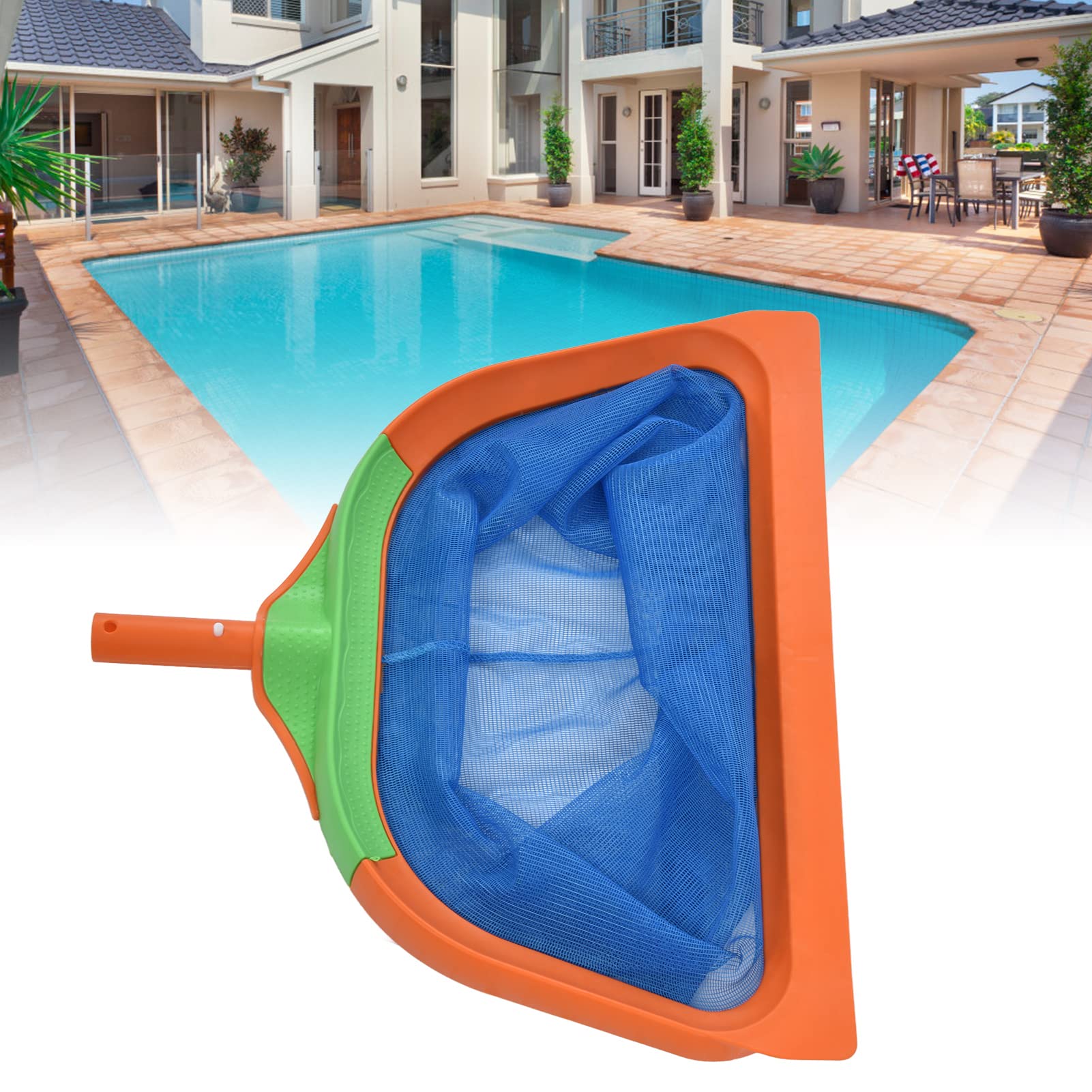 Pilipane Épuisette de piscine - Filet de pêche en eau profonde haute performance avec design en maille fine pour un nettoyage efficace des piscines, bassins et fontaines - Orange - 49 x 40 cm