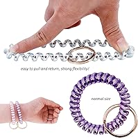 Vista 4 de BIHRTC 6 piezas de pulseras en espiral para muñeca, llaveros elásticos, bobinas, pulseras de llavero de plástico con resorte flexible, pulseras