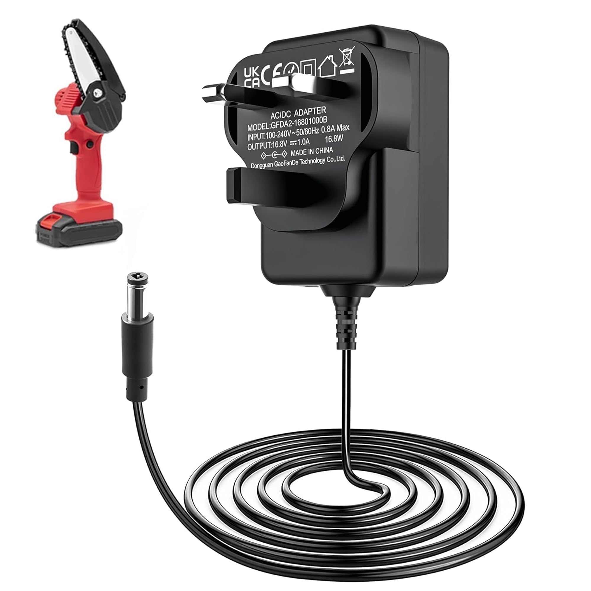 21V Battery Charger 0.5A – DC 5.5×2.5mm Lithium Charger - For Mini Chainsaw Charger Impact Wrench Pruning Shears - Power Tools Battery Wall Charger Fast Charging with LED Indicator