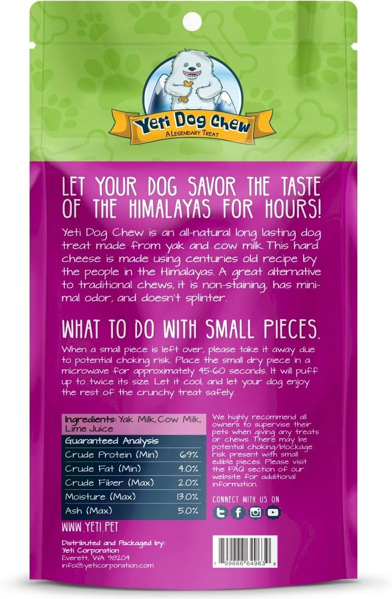 Yeti Dog Chew - Yak Cheese Himalayan - Healthy Long Lasting - Yak Chews for Large, Medium and Small Dogs - Yak Bones for Dogs - Natural Yak Cheese- Assorted 12 oz (3 Pieces)