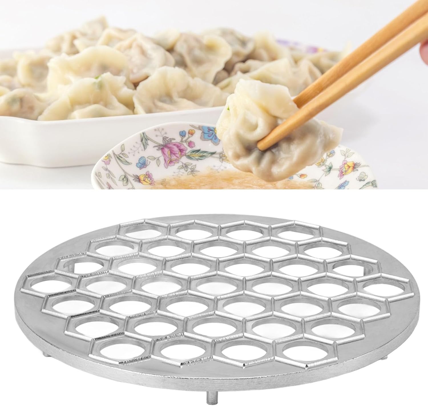 Dumpling Maker, Russian Dumpling Maing Machine Pelmeni Maker Dumpling 37 Holes Food Grade Pelmeni Meat Dumplings Maker Metal for Home Kichen Restaurants (Silver)