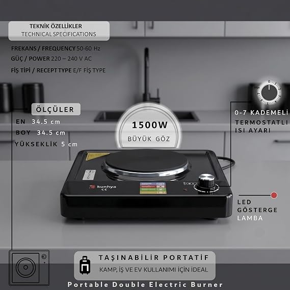 Tekli Elektrikli Ocak Siyah