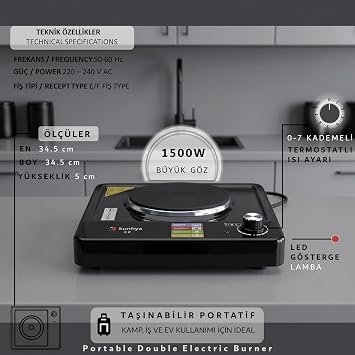 Tekli Elektrikli Ocak Siyah