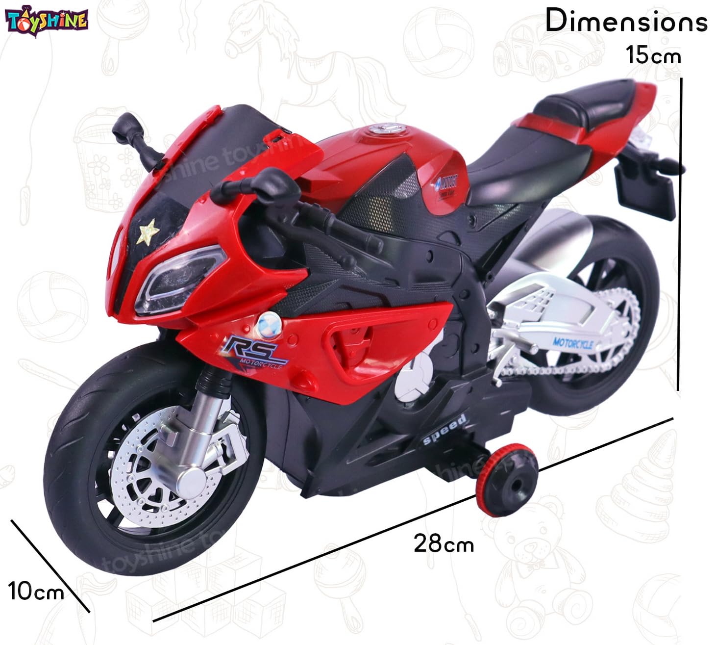 Toyshine 1:20 Scale Remote Control Rechargeable 360° Spinning Action Performing Racing Motorbike Toy with Light & Sound Function for Boys Girls 5-12 Years - Red - Image 4 thumbnail