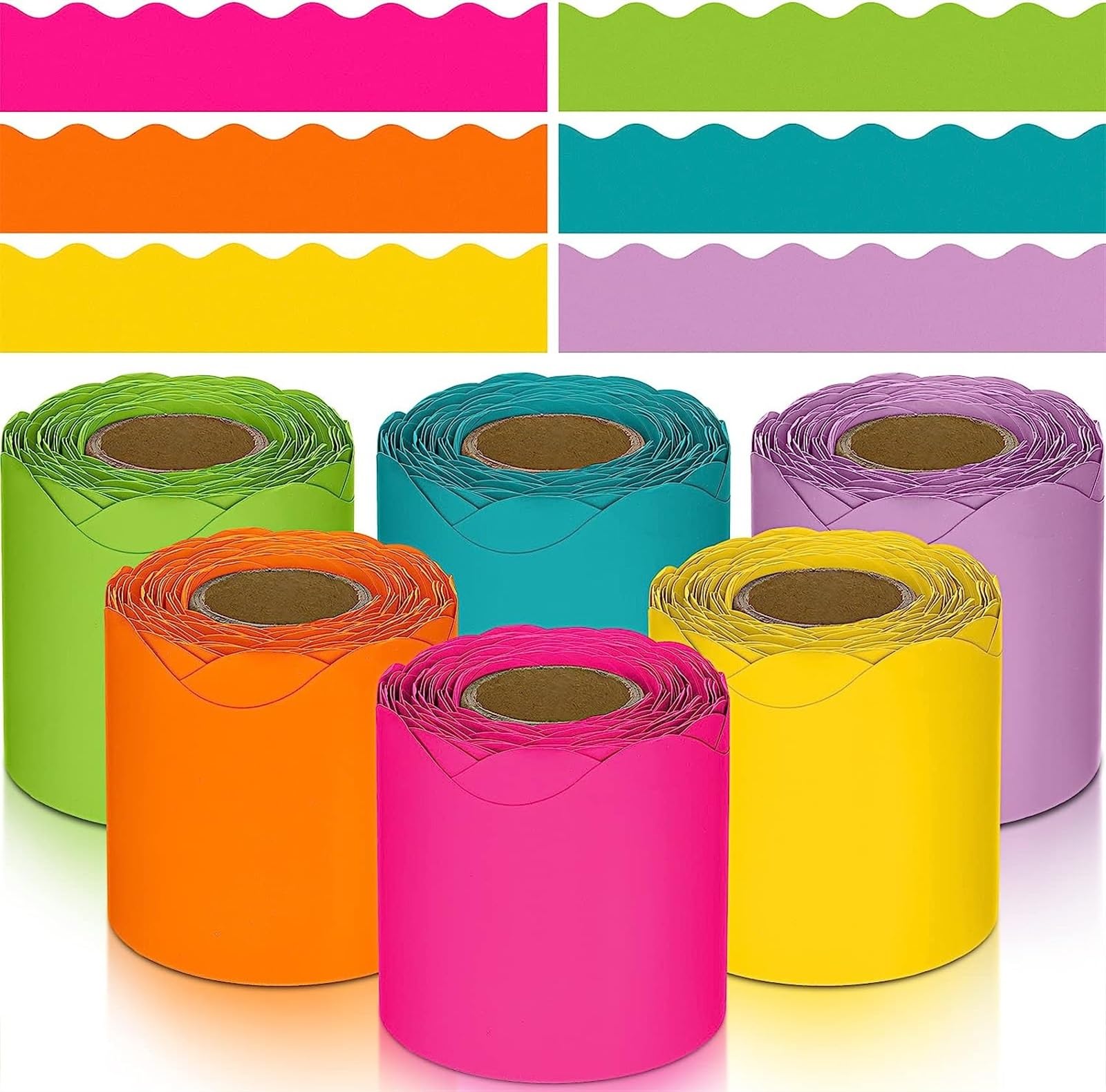 THE WHITE SHOP 6 Rolls 32.8 Ft Borders Classroom Bulletin, Colorful Wave Bulletin Board Trim, Elegant Classroom Decorations (Color : Elegant）