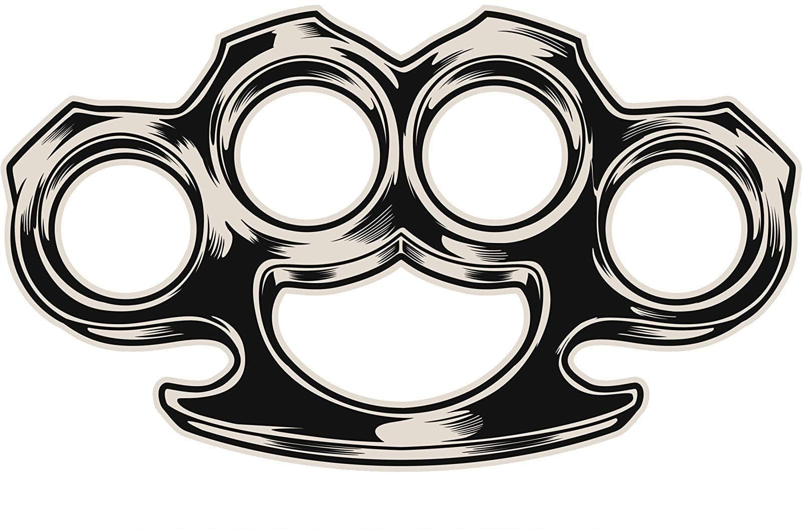 EW Designs Magnet **Stickers** Brass Knuckles Weapon Grey Black White Magnetic Vinyl Magnet Bumper Sticker Two in One Pack (4 Inches Wide)