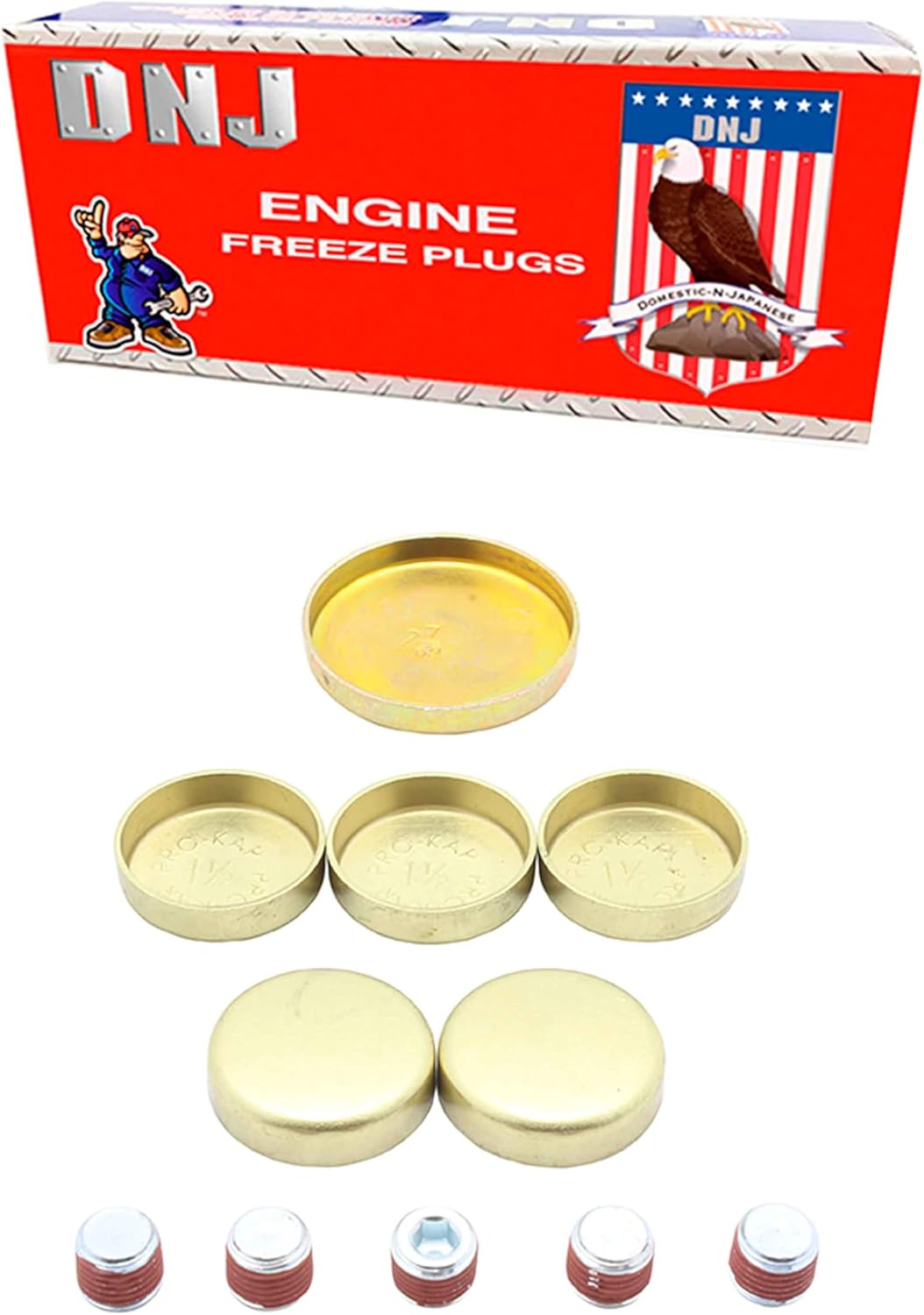 DNJ FPS4137 Freeze Plug Set (Brass) for 91-08 Ford, Mazda, Mercury 3.0L V6 OHV Naturally Aspirated