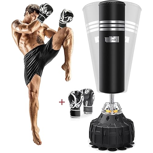 Dripex Freestanding Punching Bag, Heavy Boxing Bag with Stand for Adult Youth - Men Standing Boxing Punch Bag for Home Gym Workout