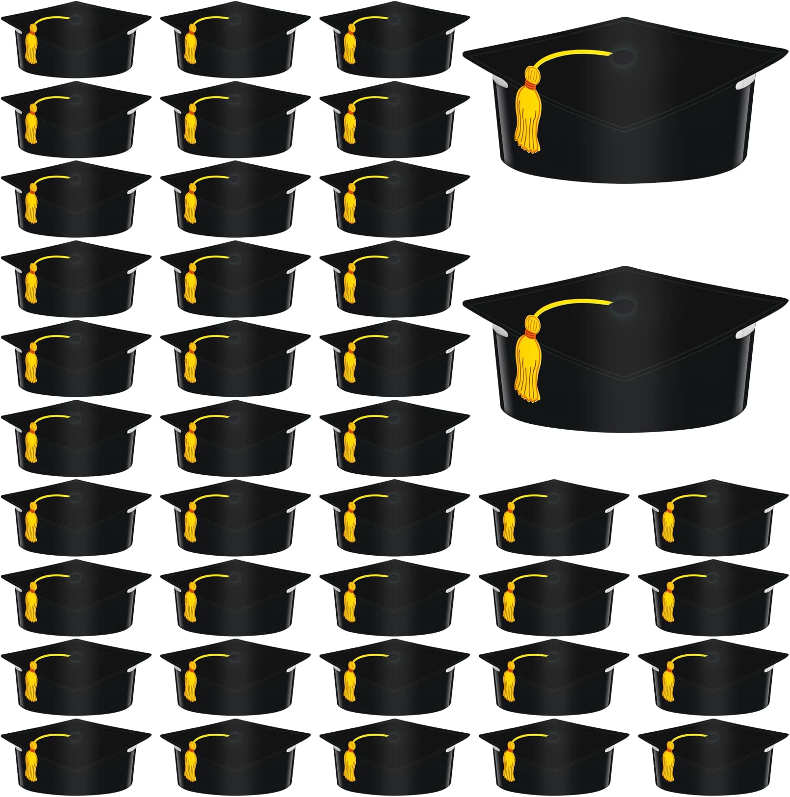 Yolyoo40 Pcs Paper Graduation Crown Graduation Hat Cap Headbands Adjustable Paper Hat for Student Graduate Ceremony Decor (Black)