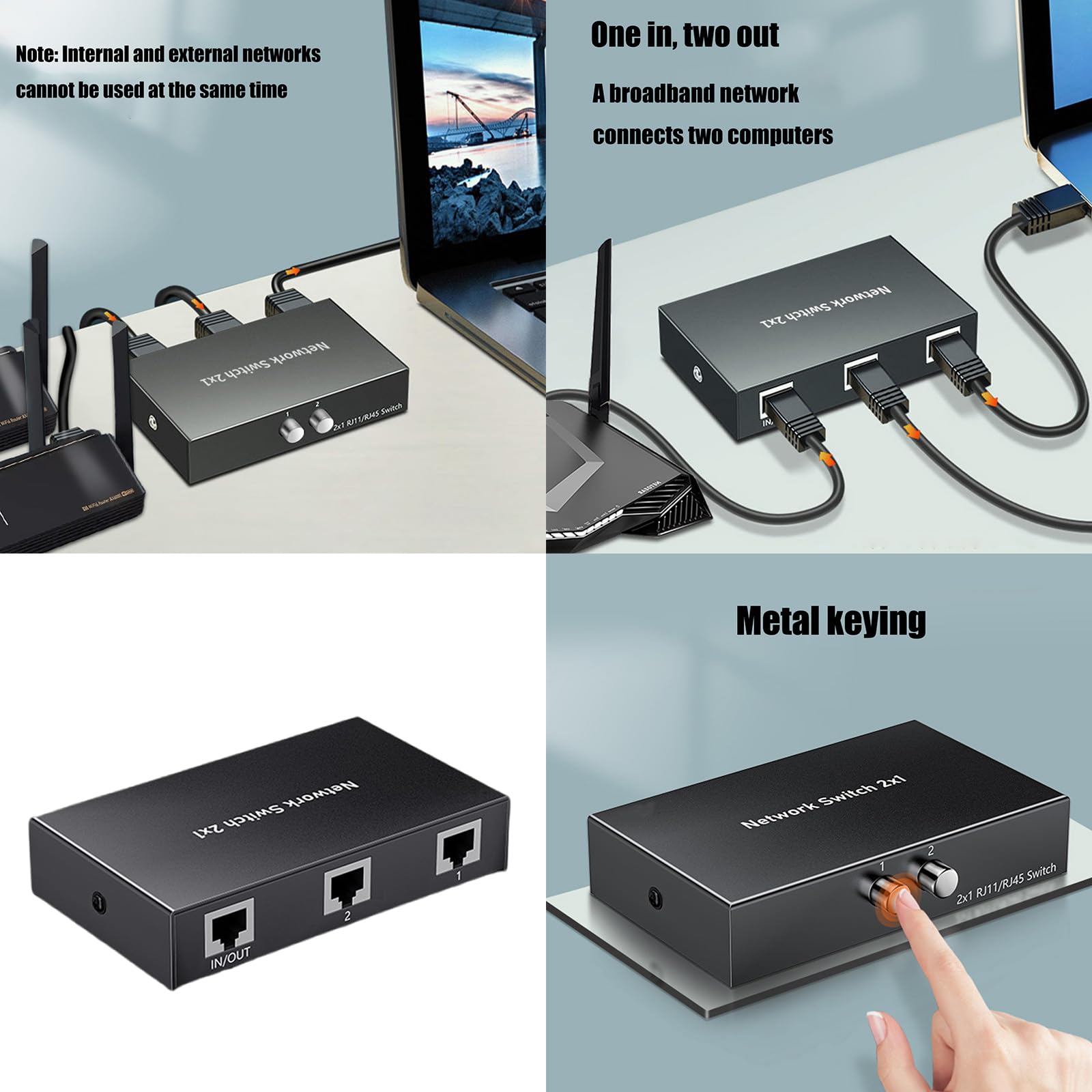 XIAHIOPT Networking Switching 2 to 1 Splitter Internet Extender Connector Coupler Ethernet Adapter 2 in 1 Out Or 1 in 2